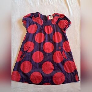 Mini Boden girls dress 4-5 years purple with red dots, 2 pockets, VGUC #2 of 2